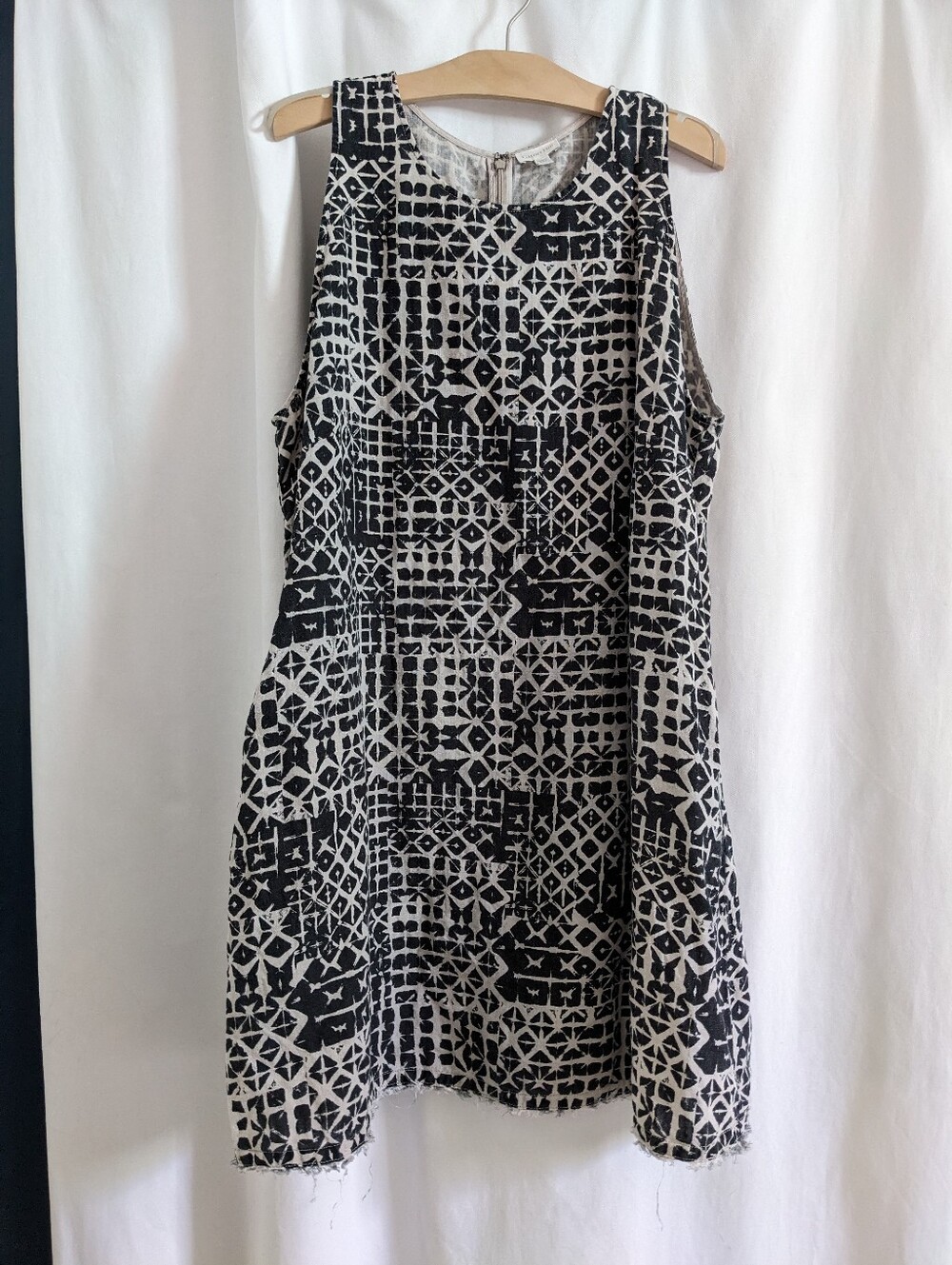 Garmet Hill 100% Linen Fringe Hem A-line Dress Size 18